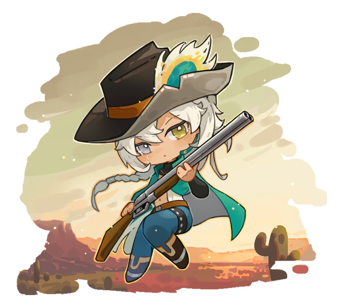 1girl, argus_(reverse:1999), black_hat, blonde_hair, blue_pants, boots, border, braid