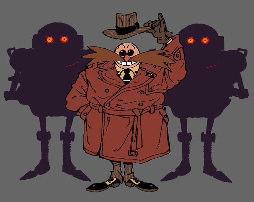 bald, coat, dr._eggman, eggrobo, facial_hair, full_body, glowing, glowing_eyes