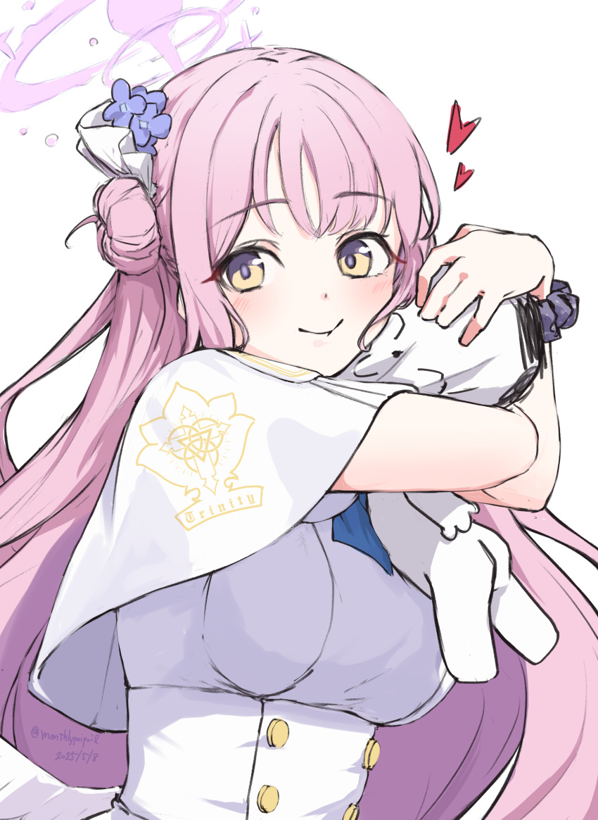 1girl, absurdres, blue_archive, blush, breasts, capelet, closed_mouth, commentary_request