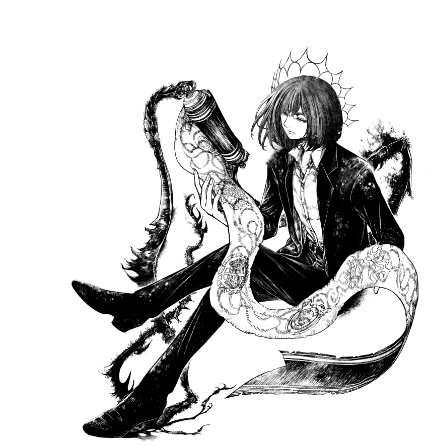 1girl, absurdres, black_hair, crossed_legs, fate/grand_order, fate_(series), full_body, hair_between_eyes