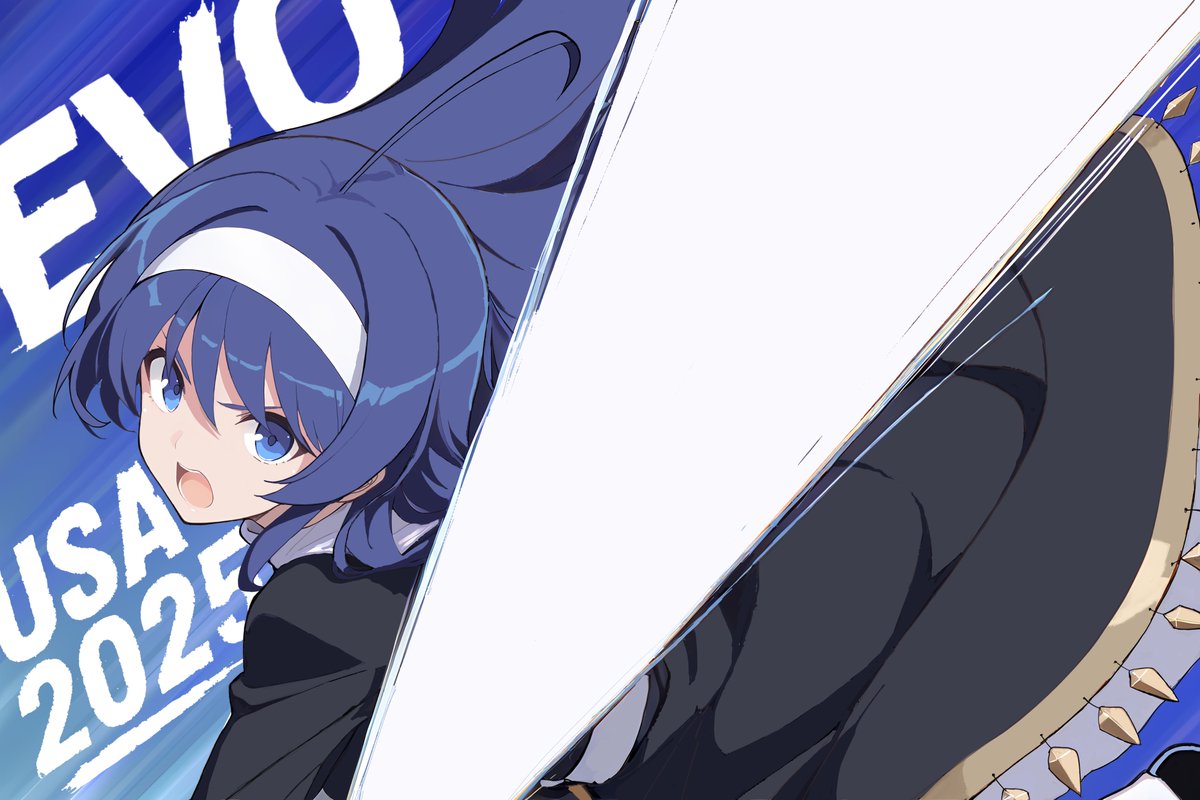 1girl, ahoge, ballardiae1007, black_dress, blue_background, blue_eyes, blue_hair, dress