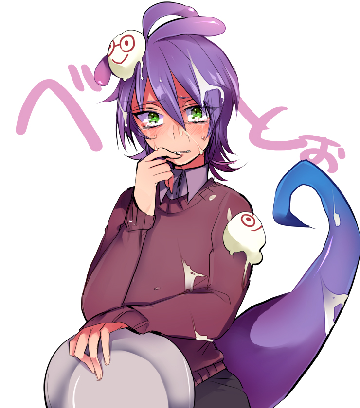 1boy, blush, chiori_(dd07mw), glasses, green_eyes, humanization, lizard_tail, male_focus