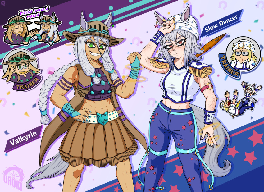 absurdres, animal_ears, cowboy_hat, gyro_zeppeli, hat, highres, horse_ears, horse_girl