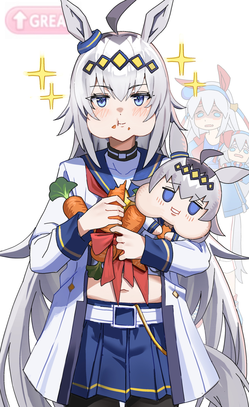absurdres, animal_ears, belt, black_pantyhose, blue_eyes, blue_sailor_collar, blue_skirt, blush