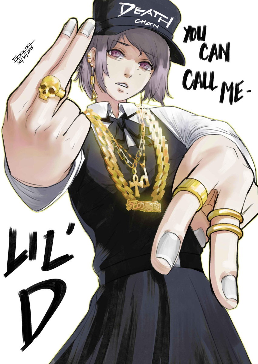 1girl, absurdres, artist_name, black_dress, chainsaw_man, collared_shirt, dated, dress