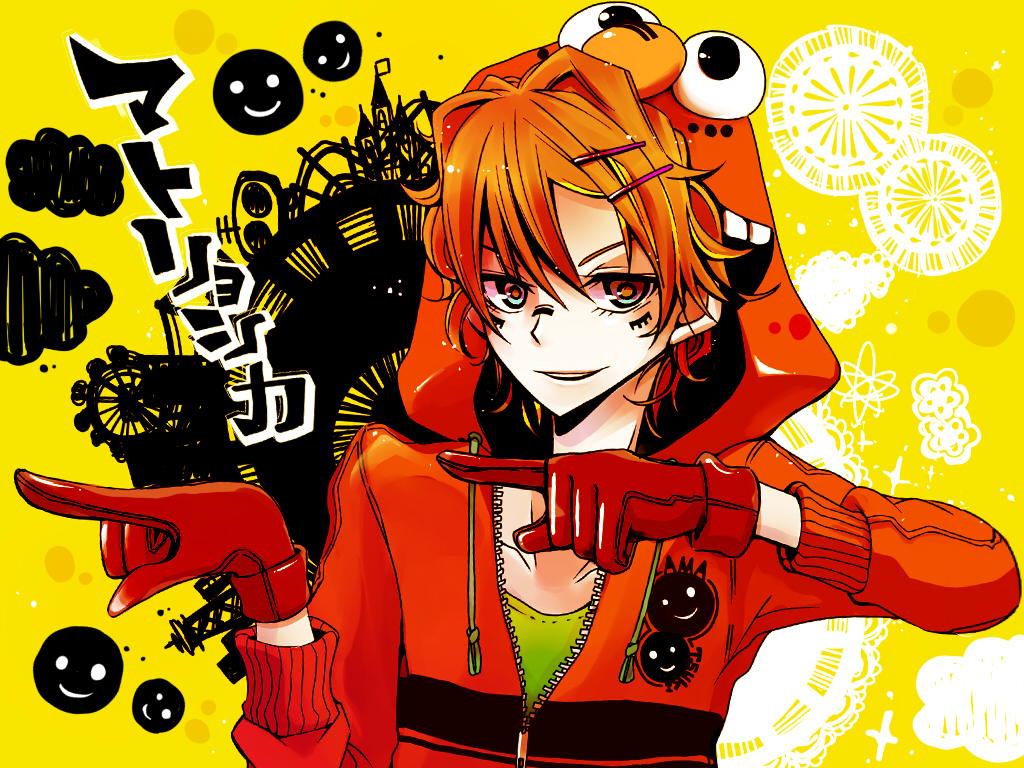 1boy, amatsuki_(utaite), brown_hair, character_hood, closed_mouth, elmo, hood, jacket