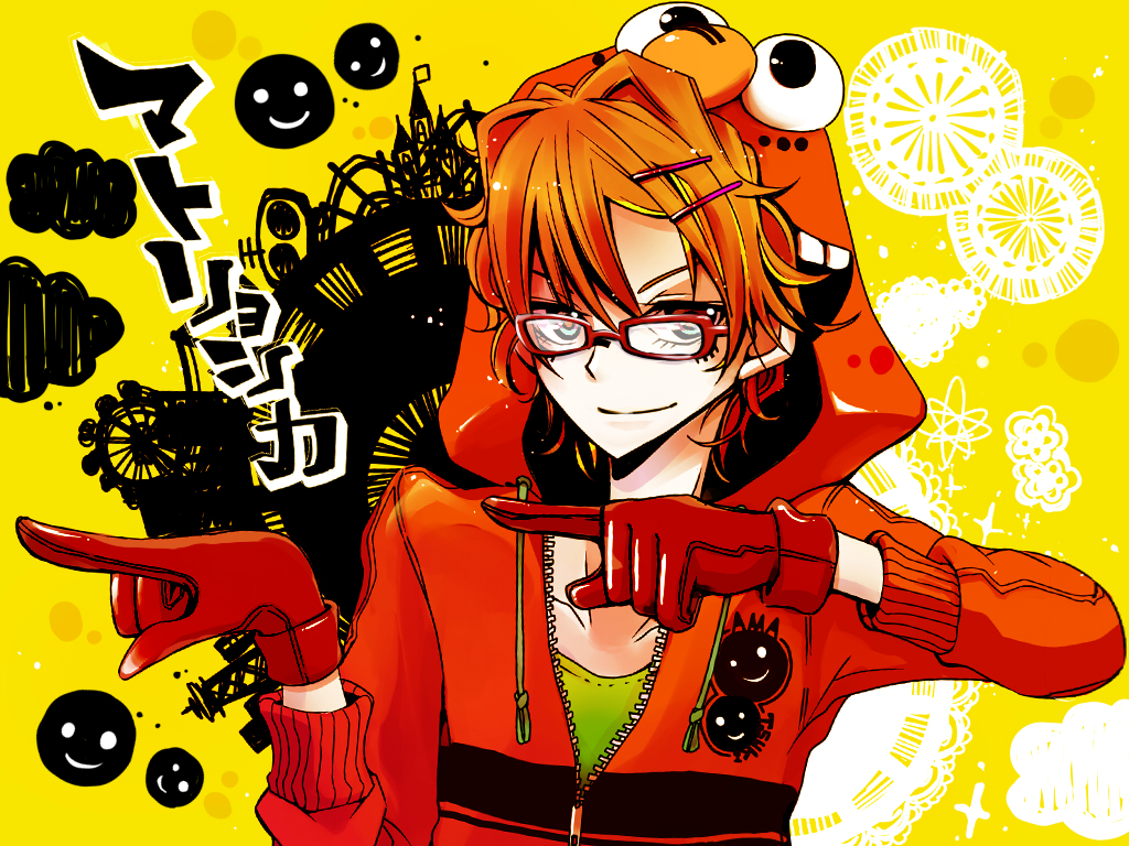 1boy, amatsuki_(utaite), brown_hair, character_hood, closed_mouth, elmo, hood, jacket