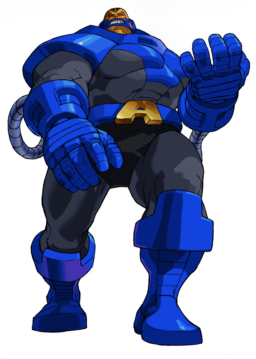 1990s_(style), 1boy, absurdres, apocalypse_(marvel), armor, bald, bengus, blue_boots