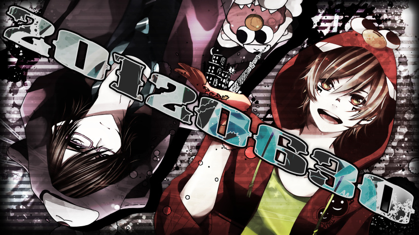 1boy, amatsuki_(utaite), brown_eyes, brown_hair, elmo, highres, indie_utaite, jacket