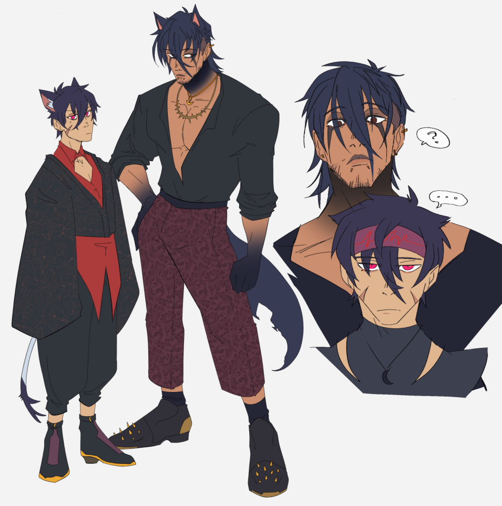 2boys, animal_ears, cat_boy, cat_ears, cat_tail, dai_(karina_farek), dark-skinned_male, dark_skin