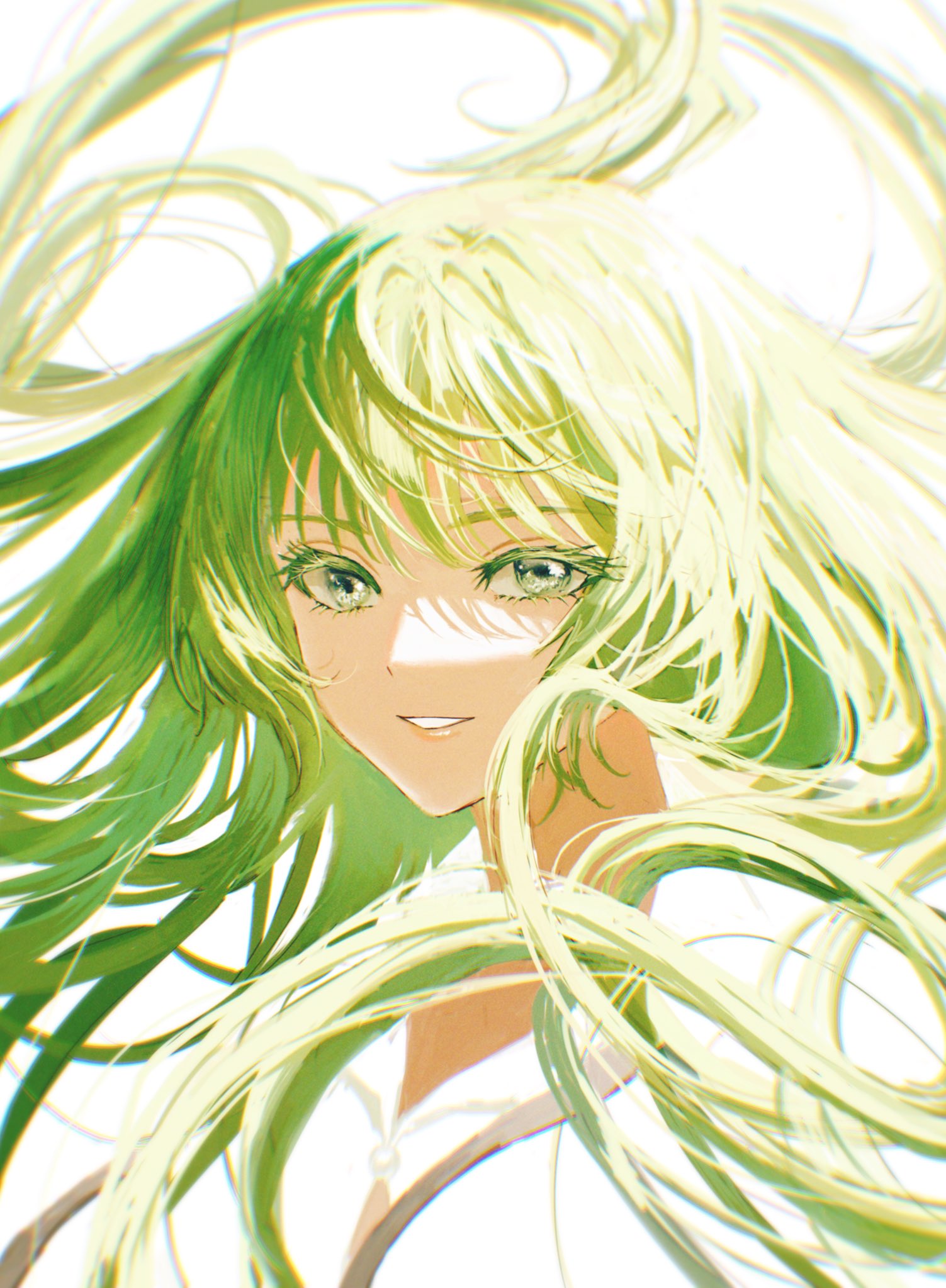 1other, androgynous, edaori, enkidu_(fate), fate/grand_order, fate_(series), floating_hair, green_eyes