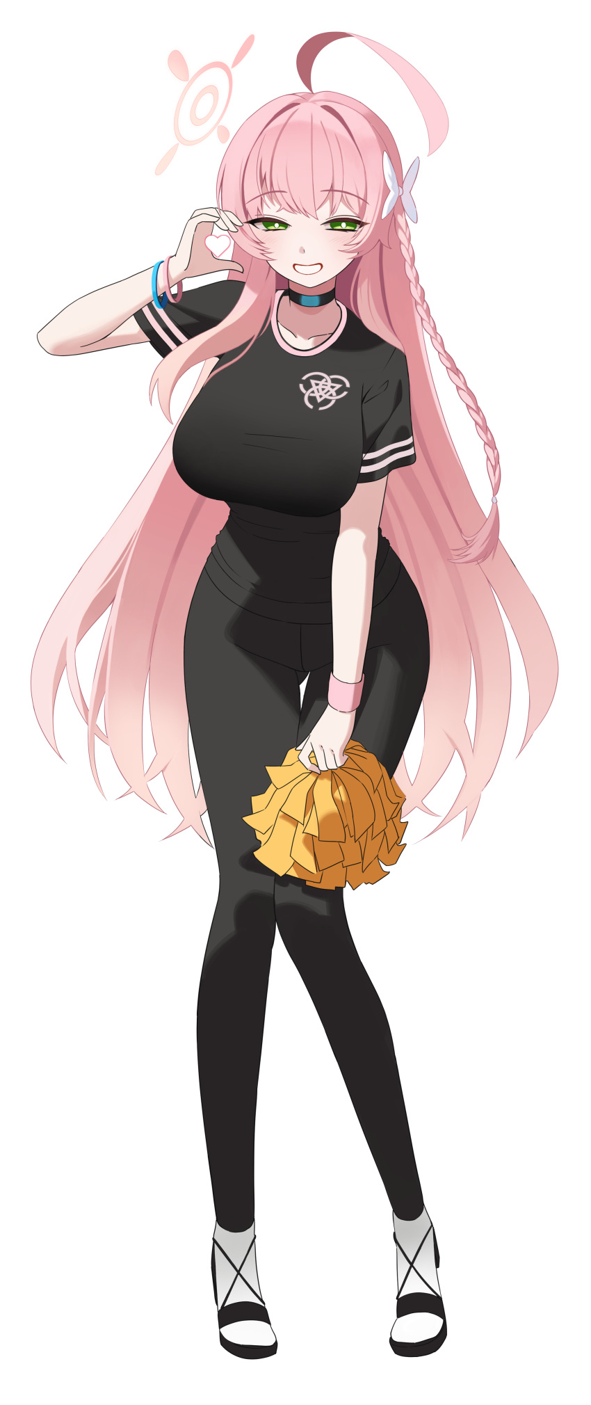 1girl, absurdres, ahoge, alternate_costume, black_pants, black_sandals, black_shirt, blue_archive