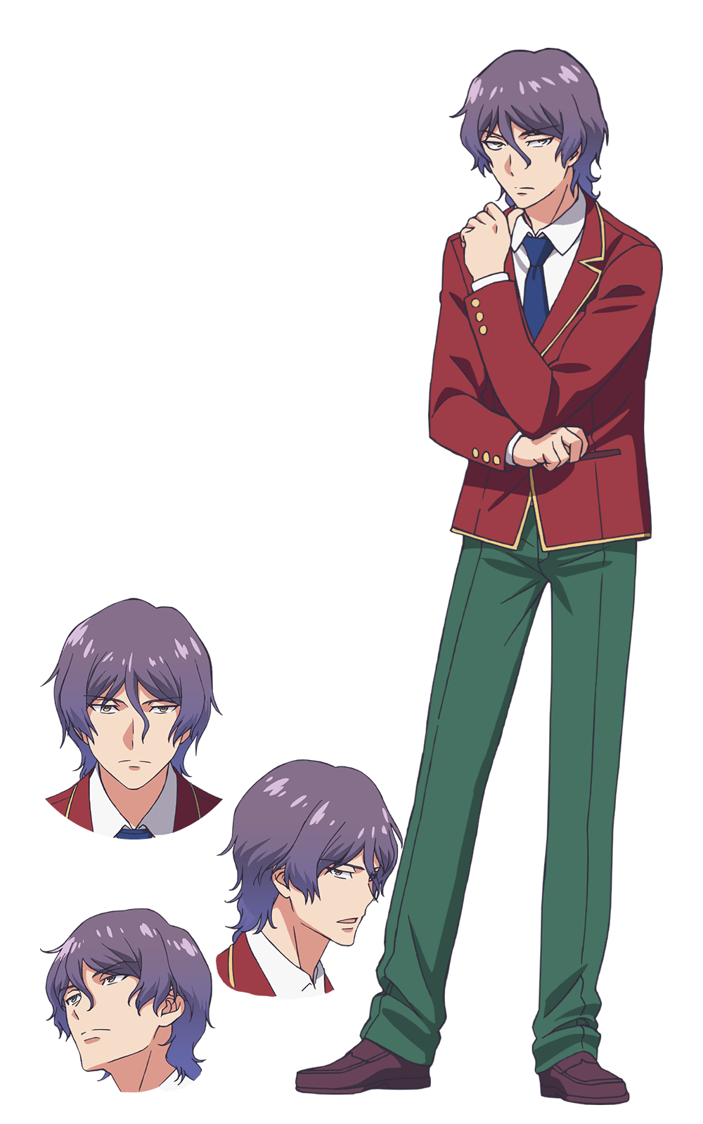 4boys, advanced_nurturing_high_school_uniform, anime_coloring, blazer, blue_necktie, bob_cut, brown_eyes, clenched_hands