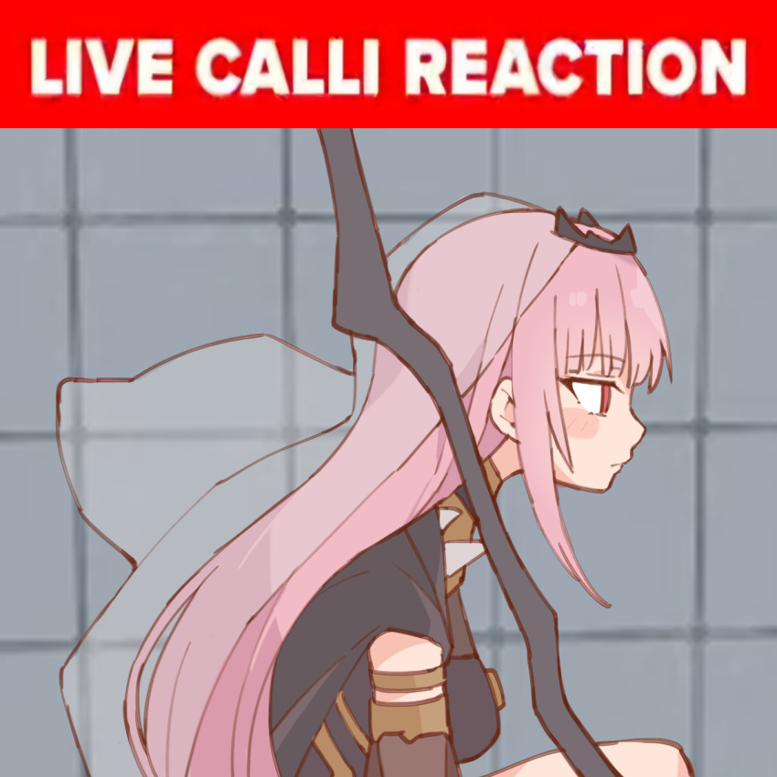 1girl, black_cape, blush_stickers, cape, commentary, english_commentary, english_text, from_side