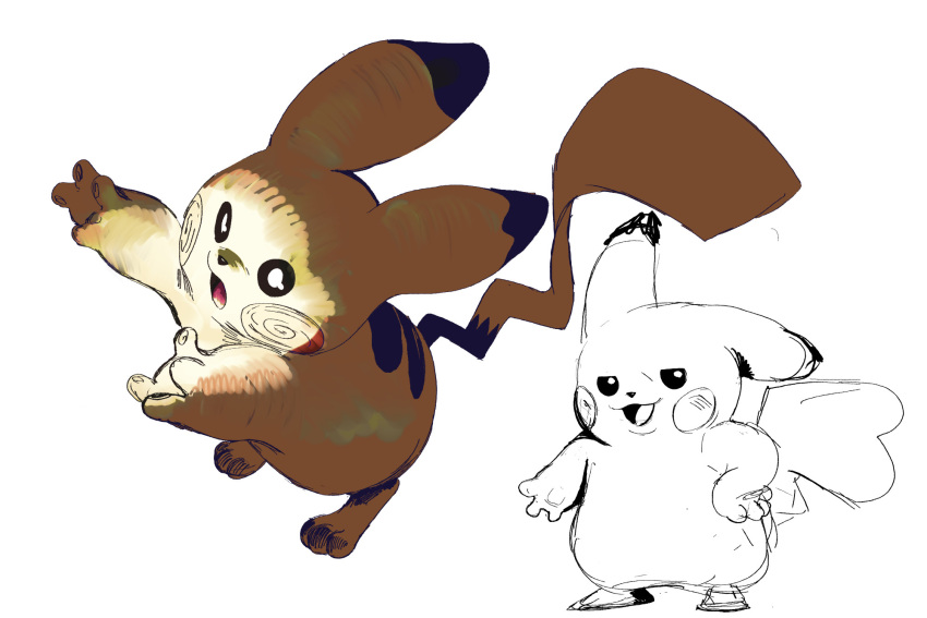 1boy, 1girl, :3, :o, animal_ears, full_body, glowing, highres
