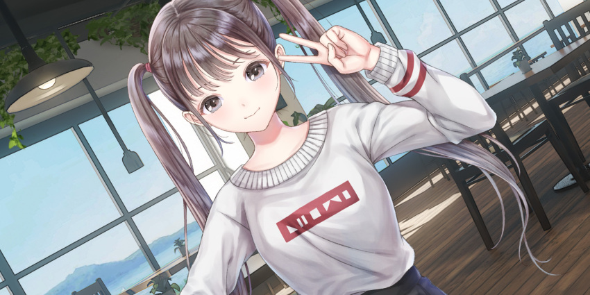 1girl, azumi_nanaka, blue_reflection_(series), blue_reflection_sun, blue_sky, breasts, brown_eyes, brown_hair