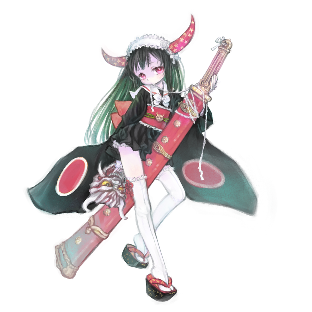 hair_ornament, horns, japanese_clothes, long_hair, mashiko_hiromi, mask, mouth_hold, original