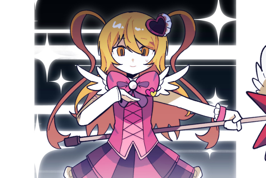 1girl, blonde_hair, bow, bowtie, closed_mouth, cross-laced_clothes, cross-laced_top, don_quixote_(project_moon)