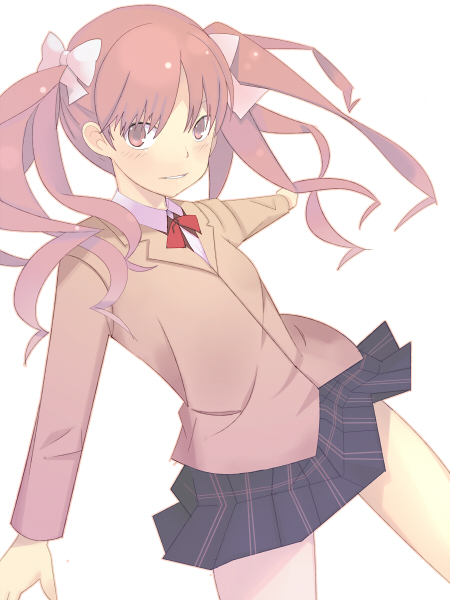 brown_eyes, brown_hair, plaid, plaid_skirt, school_uniform, shirai_kuroko, skirt, tartan