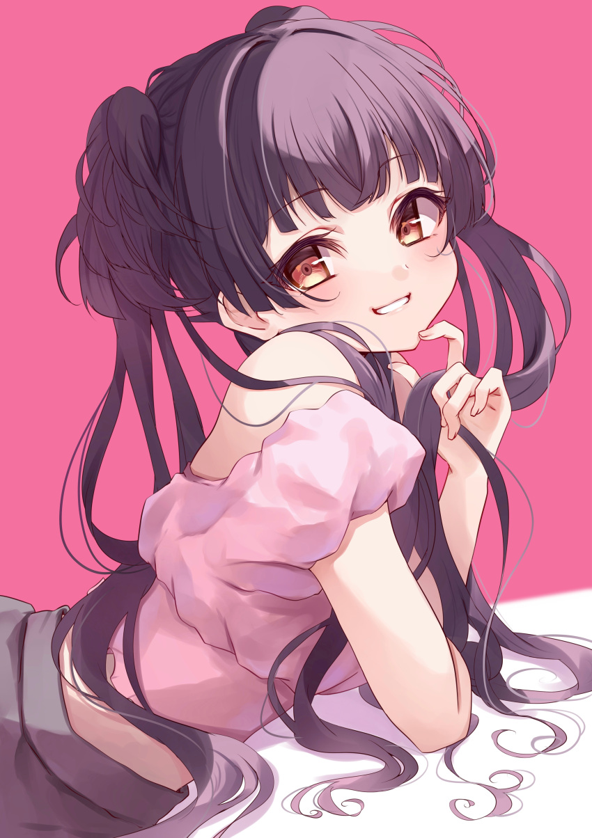 1girl, absurdres, black_hair, black_skirt, blush, commentary_request, cropped_shirt, fingernails