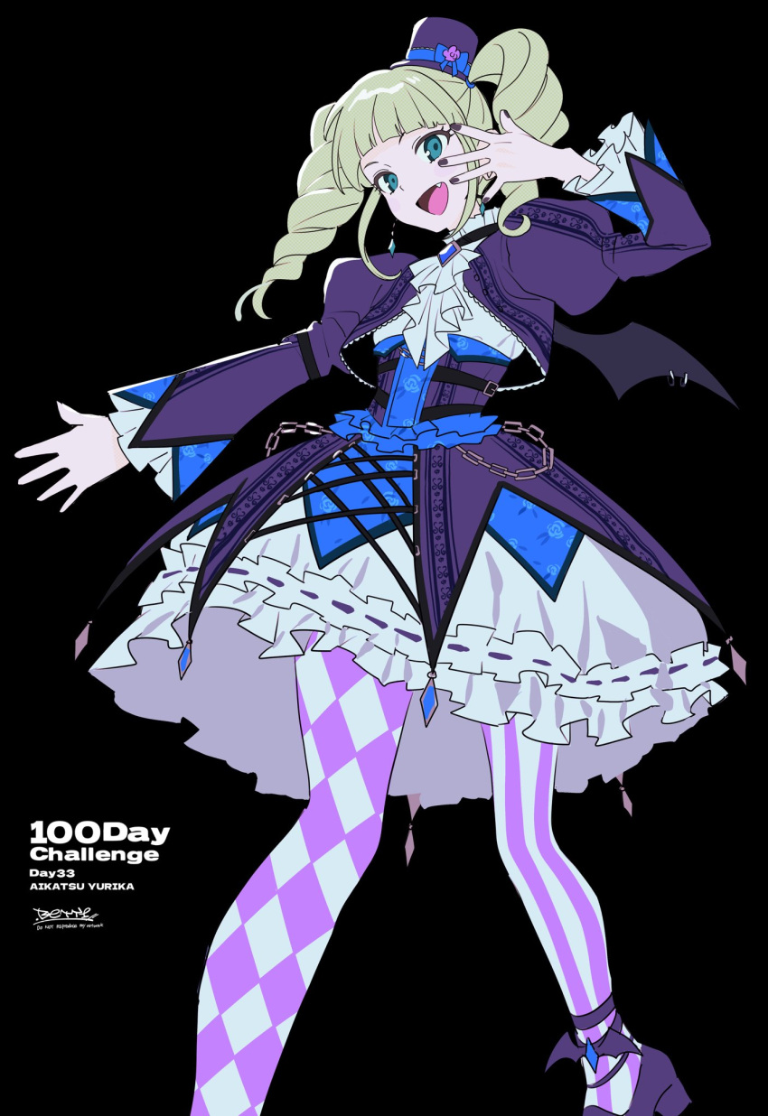 1girl, aikatsu!, aikatsu!_(series), aqua_eyes, argyle_clothes, argyle_pantyhose, ascot, asymmetrical_legwear