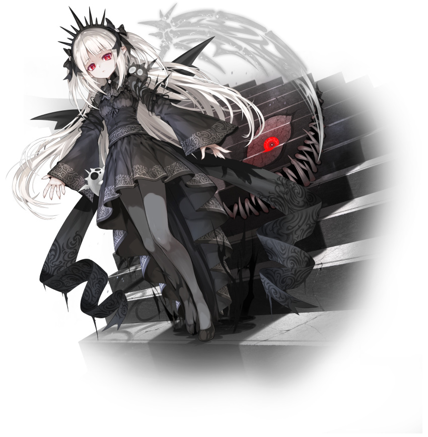 1girl, a_bao_a_qu_the_lightless_shadow, absurdres, anonymous_(yu-gi-oh!), ascot, black_ascot, black_dress, breasts