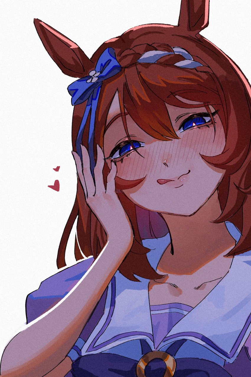 1girl, absurdres, animal_ears, blixadon, blue_eyes, blush, brown_hair, closed_mouth