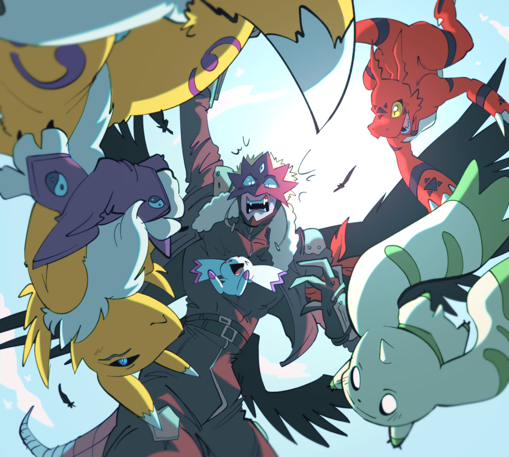 beelzebumon, beelzebumon_blast_mode, belt, culumon, digimon, digimon_(creature), digimon_tamers, fangs