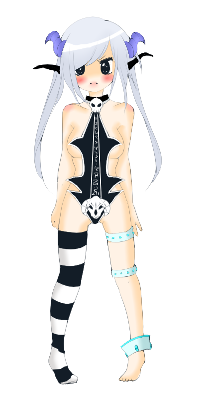 black_eyes, blue_hair, frostmourne, horns, mismatched_legwear, mismatched_thighhighs, personification, warcraft