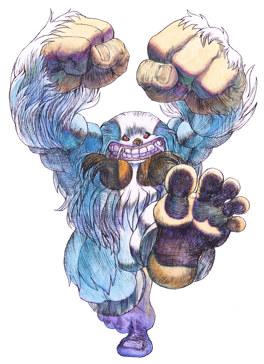 1boy, bengus, clenched_hands, darkstalkers, facing_viewer, fangs, full_body, game_cg