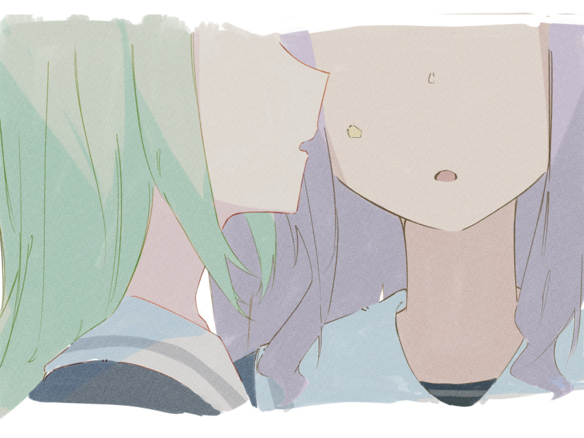 2girls, bang_dream!, bang_dream!_it's_mygo!!!!!, blue_hair, close-up, commentary, food, food_on_face