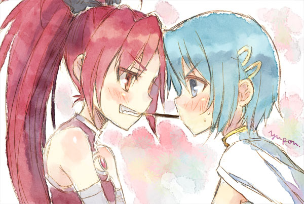 blue_eyes, blue_hair, blush, hair_ornament, long_hair, magical_girl, mahou_shoujo_madoka_magica, miki_sayaka