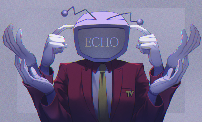 1boy, ant_tenna, ant_tenna_(beta_design), commentary, crt, deltarune, echo_(vocaloid), extra_arms