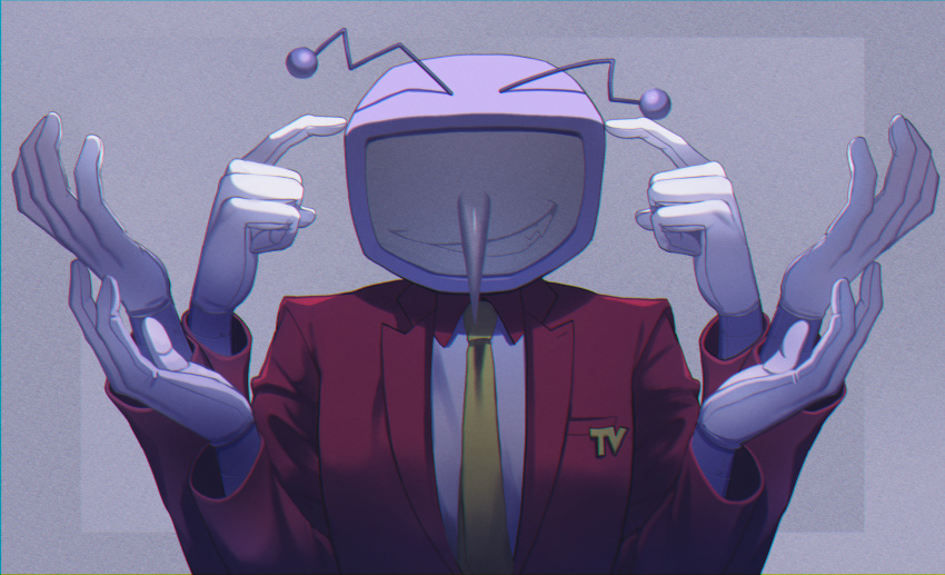 1boy, ant_tenna, ant_tenna_(beta_design), commentary, crt, deltarune, echo_(vocaloid), extra_arms