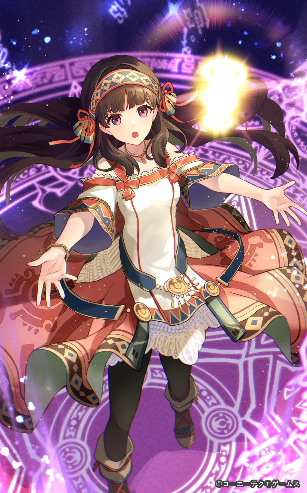 1girl, 8_(e_uu88), atelier_(series), atelier_resleriana, atelier_shallie, bell, black_hair, black_pantyhose