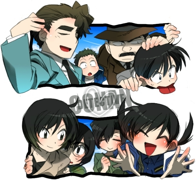 -_-, 4boys, 4girls, :>, =_=, ^_^, angry, blush, brown_hair, chiba_(detective_conan), chiba_kenji, chibi, detective_conan, dknj, everyone, eyes_closed, facial_hair, glasses, group, happy, hat, jacket, kobayashi_sumiko, long_hair, megure_juuzou, megure_juzo, megure_midori, meitantei_conan, miike_naeko, multiple_boys, multiple_girls, mustache, naeko_miike, nervous, open_mouth, police, police_uniform, policewoman, pounce, sato_miwako, satou_miwako, scared, shiratori_ninzaburo, shiratori_ninzaburou, short_hair, shy, sky, smile, surprised, sweat, takagi_wataru, takagi_wataru_(detective_conan), tongue, twintails, uniform