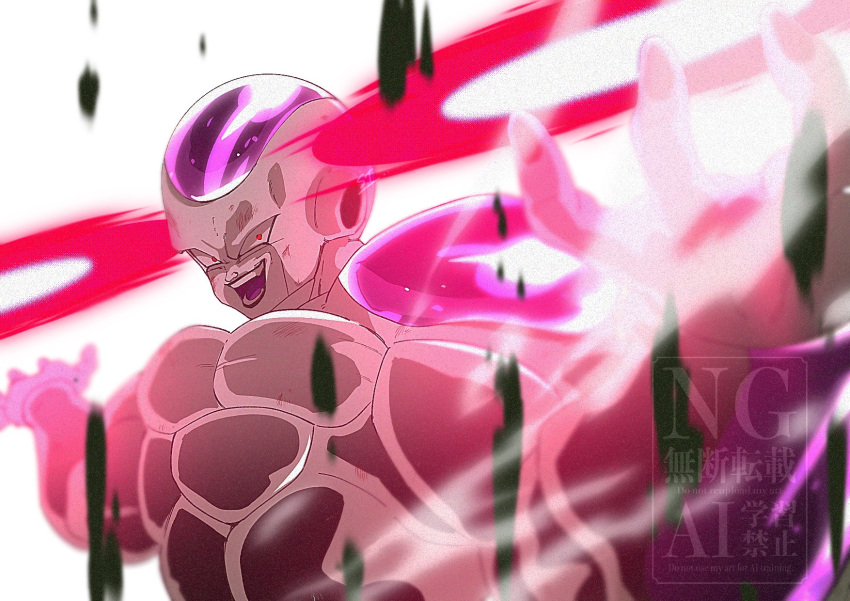 1boy, colored_skin, dragon_ball, dragon_ball_z, energy_disk, frieza, full_power_frieza, highres