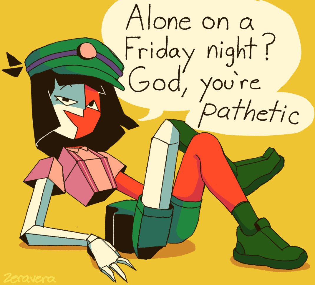 1girl, alone_on_a_friday_night?_(meme), black_eyes, black_hair, crossed_legs, ena:_dream_bbq, ena_(dream_bbq), english_text