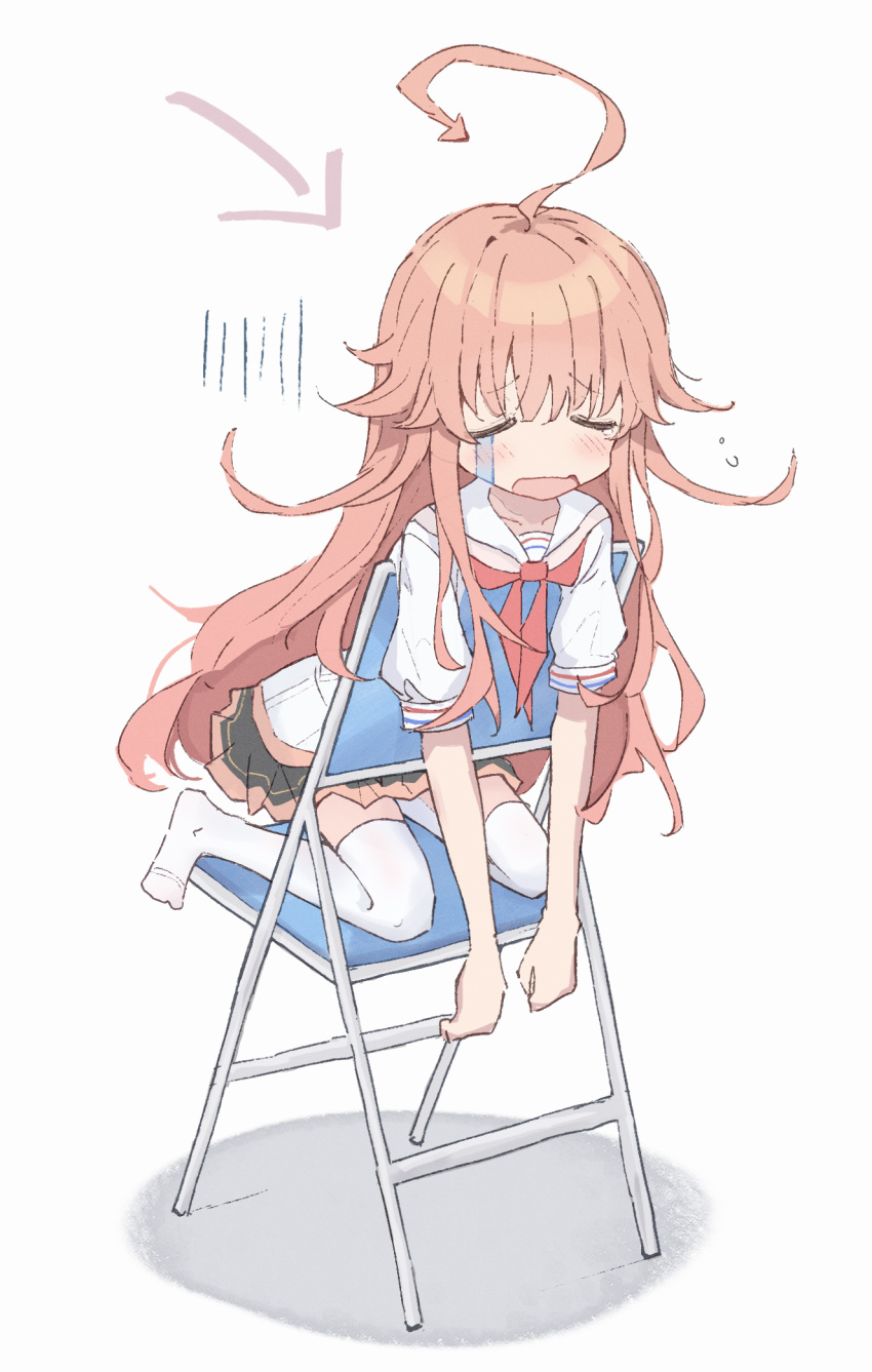 1girl, ahoge, closed_eyes, commentary, crying, highres, long_hair, nalphanne