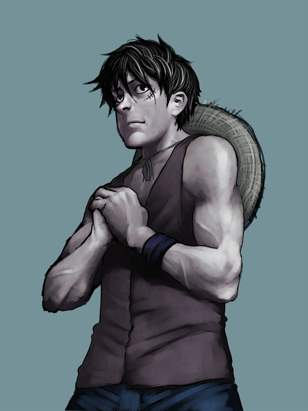 black_hair, caucasian, male, manly, monkey_d_luffy, muscle, one_piece, realistic