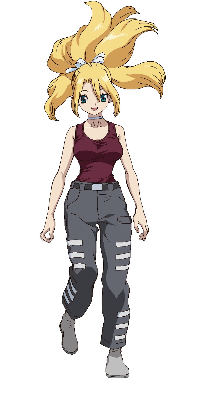 1girl, anime_coloring, belt, black_belt, blonde_hair, breasts, choker, collarbone