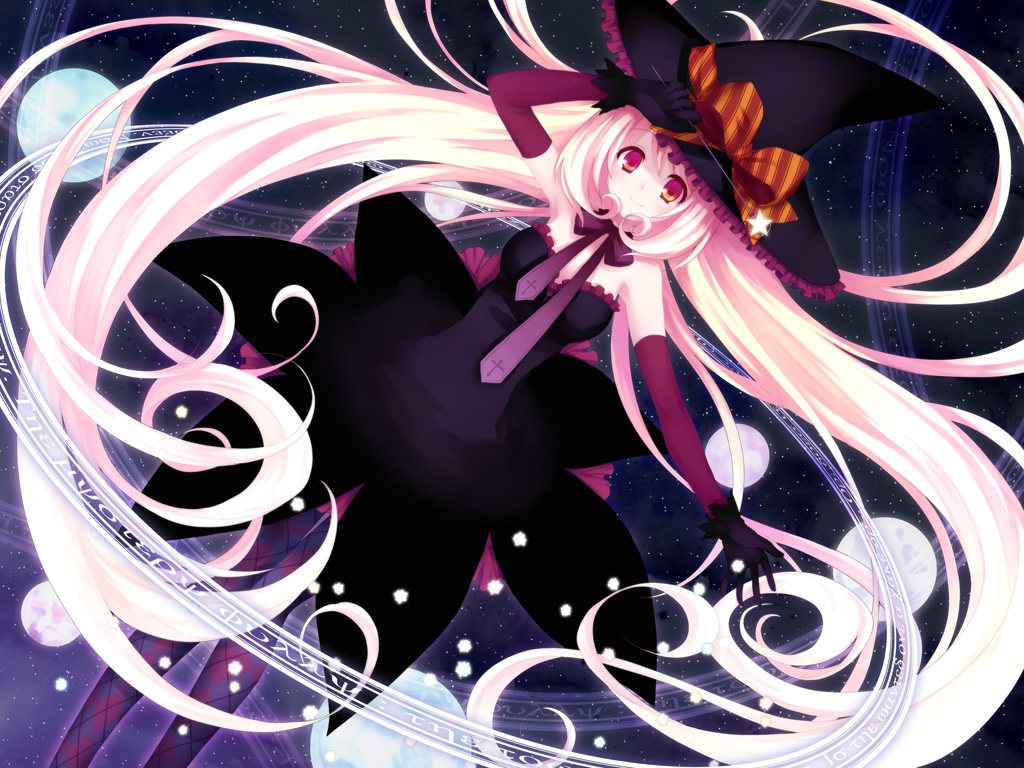 argyle_legwear, arm_up, blonde_hair, dress, elbow_gloves, flying, gloves, halloween