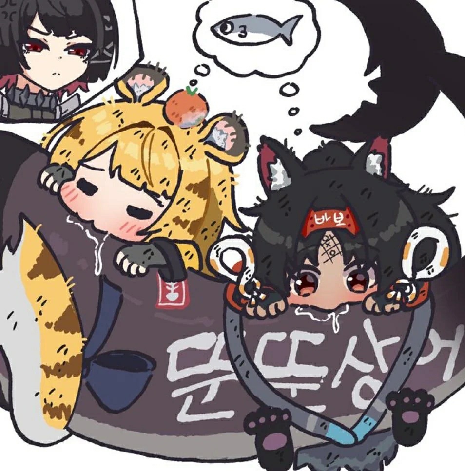 animal_ears, bluebird_(leh951025), cat_ears, cat_tail, ellen_joe, ju_fufu, long_hair, multiple_girls