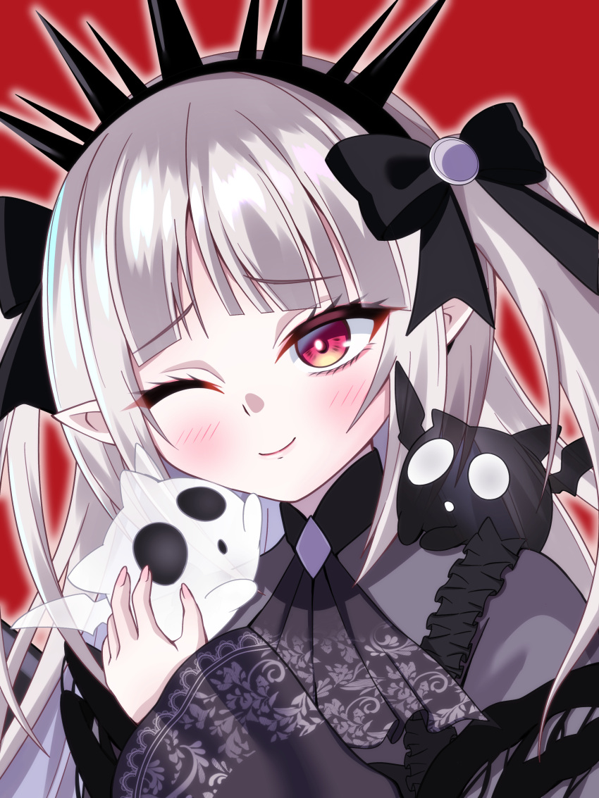 1girl, 2others, a_bao_a_qu_the_lightless_shadow, absurdres, black_dress, blush, closed_mouth, dress