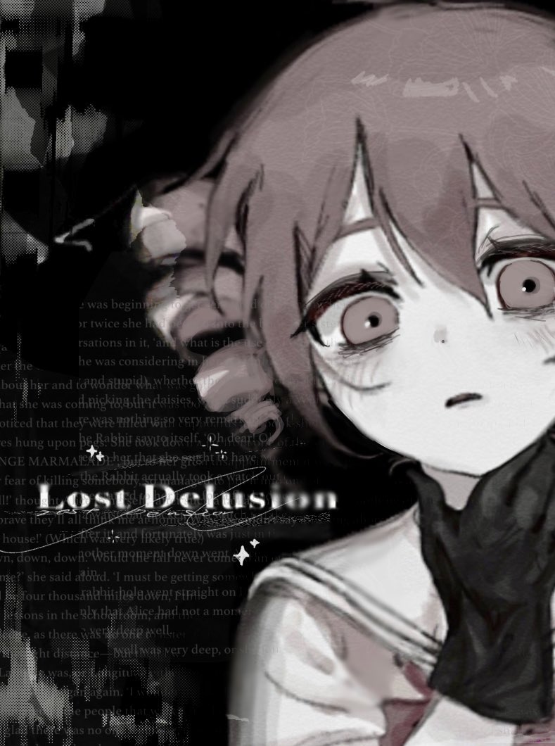 1girl, abstract_background, alternate_costume, black_background, black_gloves, blush, commentary_request, drill_hair