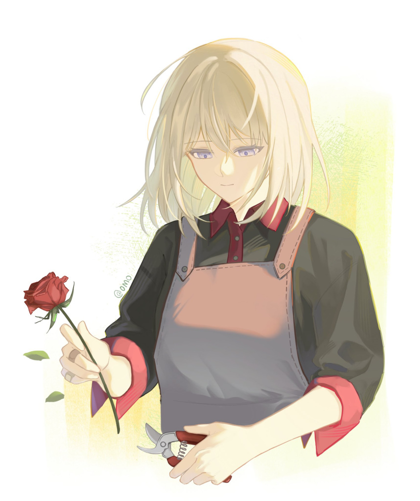 1girl, bandaid_on_finger, bang_dream!, bang_dream!_it's_mygo!!!!!, black_shirt, blonde_hair, commentary, flower