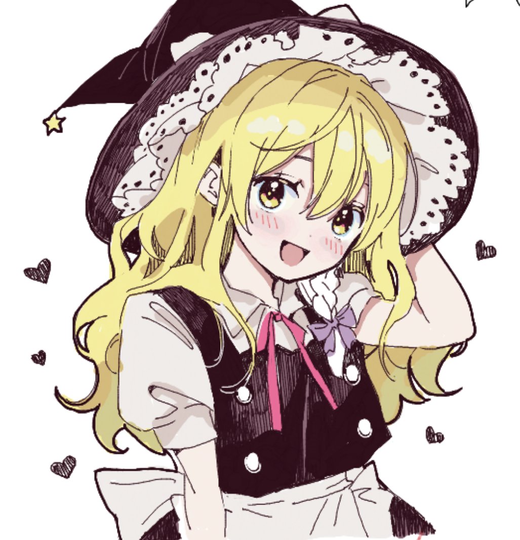 1girl, apron, black_vest, blonde_hair, blush, bow, braid, commentary_request
