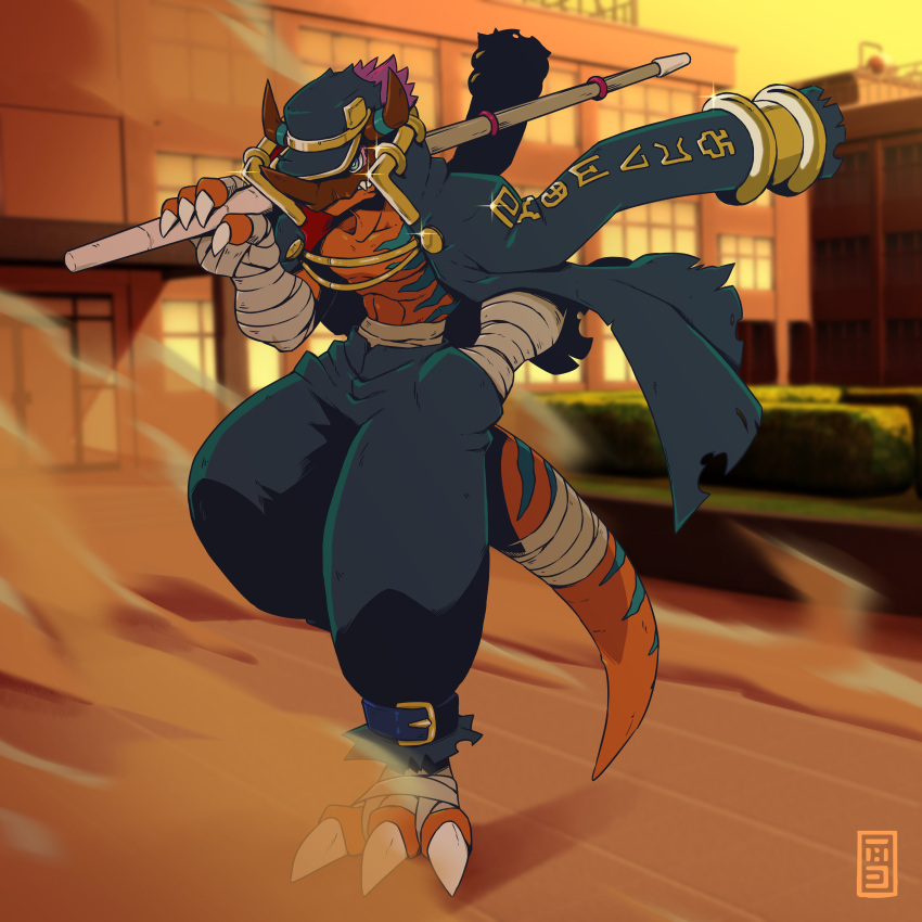 1boy, absurdres, addriano_divino, banchou, black_coat, black_hat, black_pants, blurry