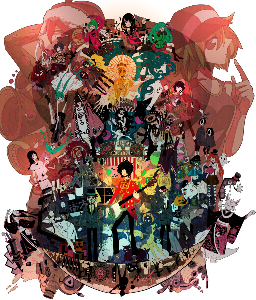 chamooi, clock_lock_works_(vocaloid), gumi, hatsune_miku, highres, lynne_(vocaloid), matryoshka_(vocaloid), mrs.pumpkin_no_kokkei_na_yume_(vocaloid)