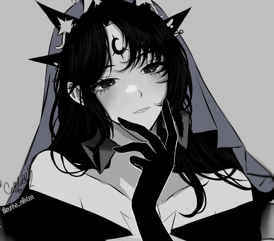 1girl, aegyo_sal, bare_shoulders, blush, brooch, collarbone, commentary_request, cookie_run